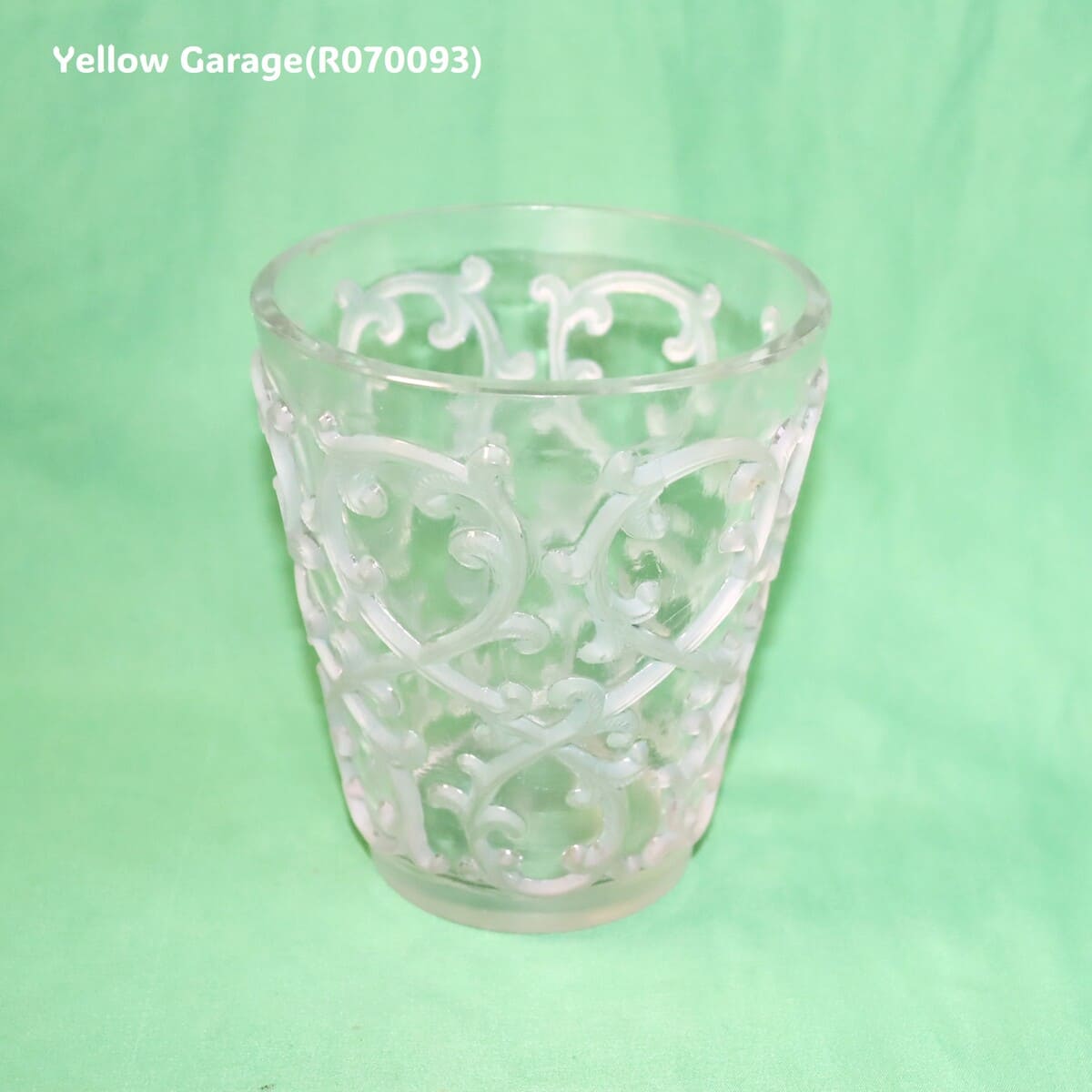 ルネ・ラリック フランス製アール・デコ装飾グラス “Feuilles” モチーフ（R.LALIQUE FRANCE刻印）　側面