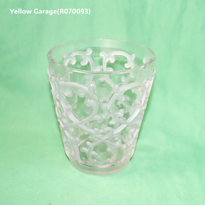 ルネ・ラリック フランス製アール・デコ装飾グラス “Feuilles” モチーフ（R.LALIQUE FRANCE刻印）　側面