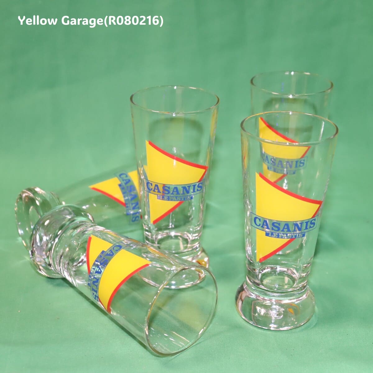 フランスの老舗パスティス（アニス酒）ブランドCASANIS（カサニス）／LE PASTIS のアンティーク・トールグラス5客セット＿全ぐグラス横