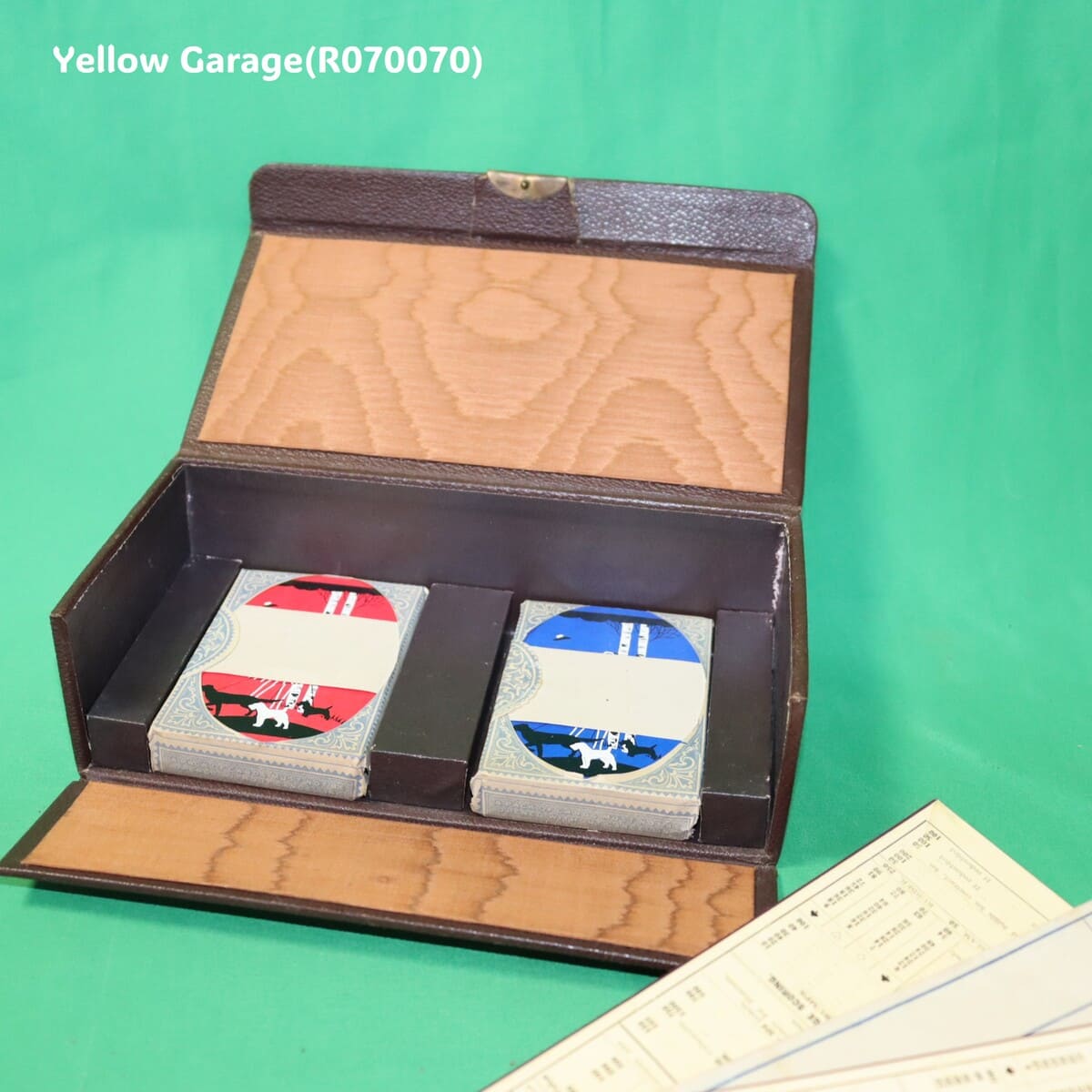 ヴィンテージ ブリッジゲーム フルセット（英国製・スコアカード＆鉛筆付）＿ケース斜め