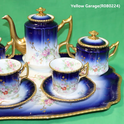 19世紀末〜20世紀初頭に製造されたフランス・リモージュのアンティークティーセット_フルセット右