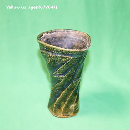 棚橋淳 作　織部青海波文 フリーカップ（高さ14cm）