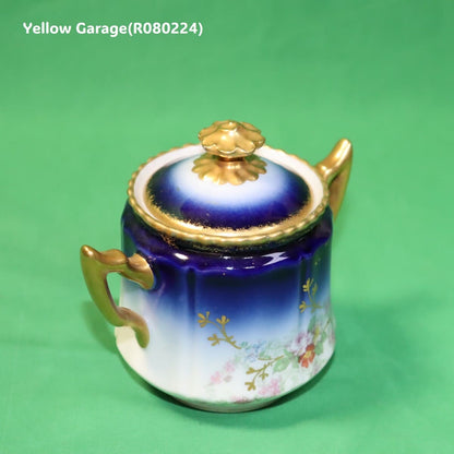 19世紀末〜20世紀初頭に製造されたフランス・リモージュのアンティークティーセット_シュガーポット逆斜め