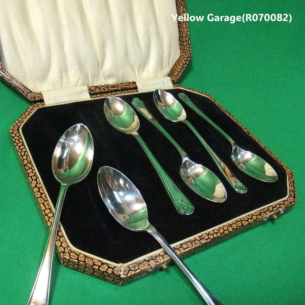 W&H 英国純銀製アンティークティースプーン6本セット（専用ケース付）