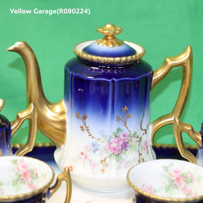 19世紀末〜20世紀初頭に製造されたフランス・リモージュのアンティークティーセット_フルセット正面