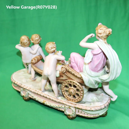 ロココスタイル 女神と天使の陶器フィギュリン｜ビスクポーセリン置物 28cm