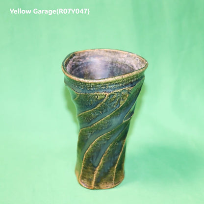 棚橋淳 作　織部青海波文 フリーカップ（高さ14cm）