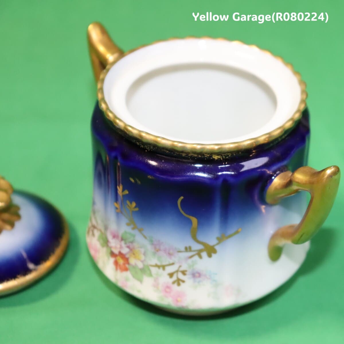 19世紀末〜20世紀初頭に製造されたフランス・リモージュのアンティークティーセット_シュガーポットアップ