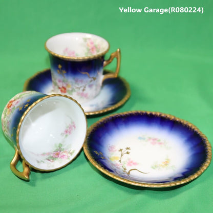 19世紀末〜20世紀初頭に製造されたフランス・リモージュのアンティークティーセット_カップセットカップ転がる