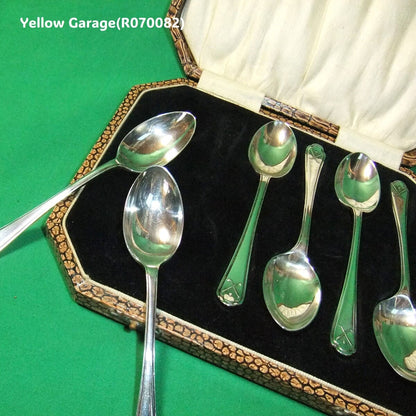 W&H 英国純銀製アンティークティースプーン6本セット（専用ケース付）