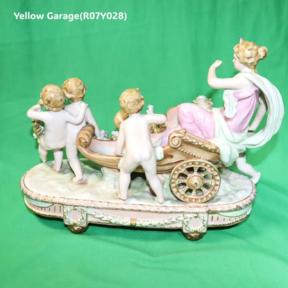 ロココスタイル 女神と天使の陶器フィギュリン｜ビスクポーセリン置物 28cm