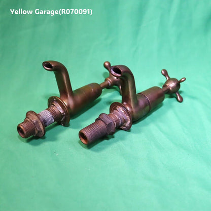 アンティーク真鍮製蛇口セット（HOTラベル付き・2本組）｜イギリス製推定