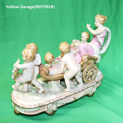 ロココスタイル 女神と天使の陶器フィギュリン｜ビスクポーセリン置物 28cm