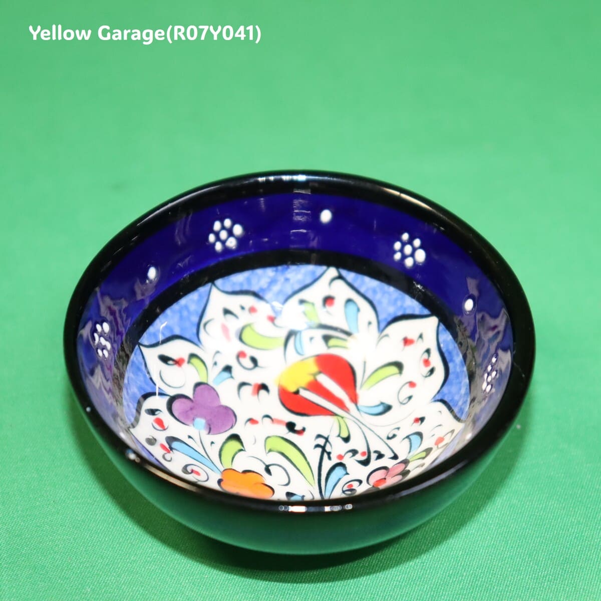 トルコ製 ハンドメイド陶器 小鉢（ブルー＆ネイビー 2点セット）