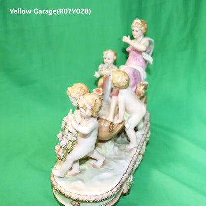 ロココスタイル 女神と天使の陶器フィギュリン｜ビスクポーセリン置物 28cm