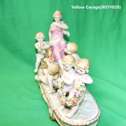 ロココスタイル 女神と天使の陶器フィギュリン｜ビスクポーセリン置物 28cm