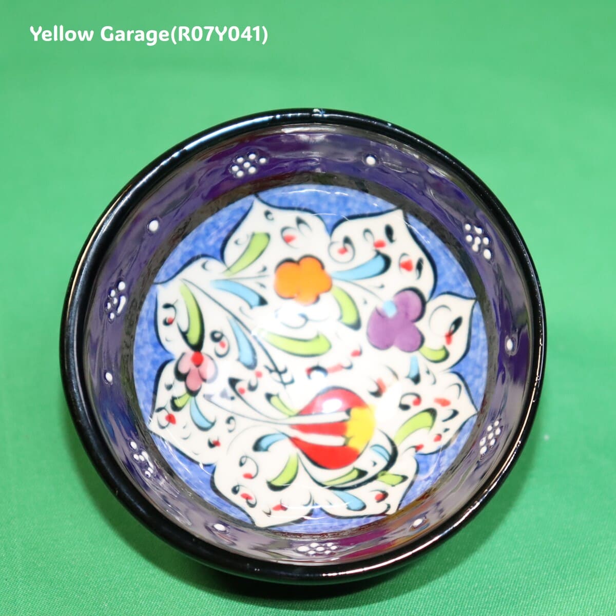 トルコ製 ハンドメイド陶器 小鉢（ブルー＆ネイビー 2点セット）