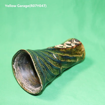 棚橋淳 作　織部青海波文 フリーカップ（高さ14cm）