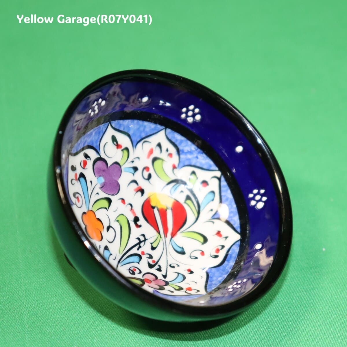 トルコ製 ハンドメイド陶器 小鉢（ブルー＆ネイビー 2点セット）