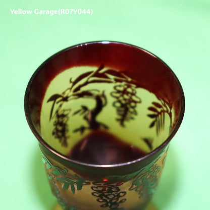 アールヌーヴォー風 葡萄文様 小型グラス 2客セット（高さ9cm）