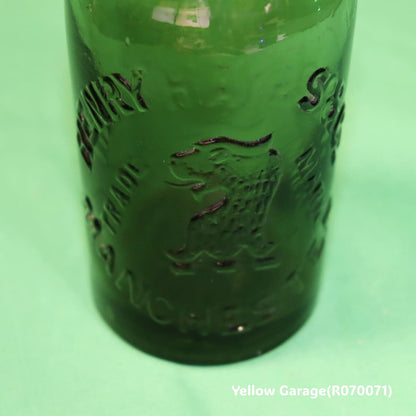 【英国ヴィクトリア期】HENRY S&CO ビールボトル 深緑色ガラス製／獅子エンブレム／マンチェスター製（c.1890）