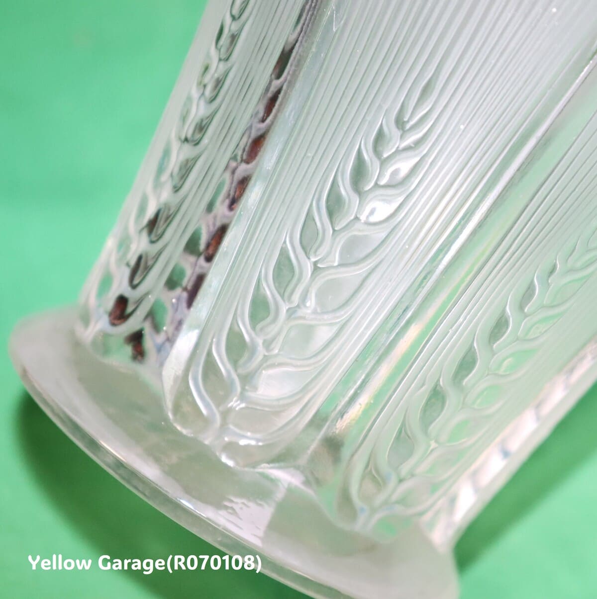 【R. Lalique】ヴィンテージ フロステッドガラスベース《麦穂文様》フランス製