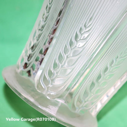 【R. Lalique】ヴィンテージ フロステッドガラスベース《麦穂文様》フランス製