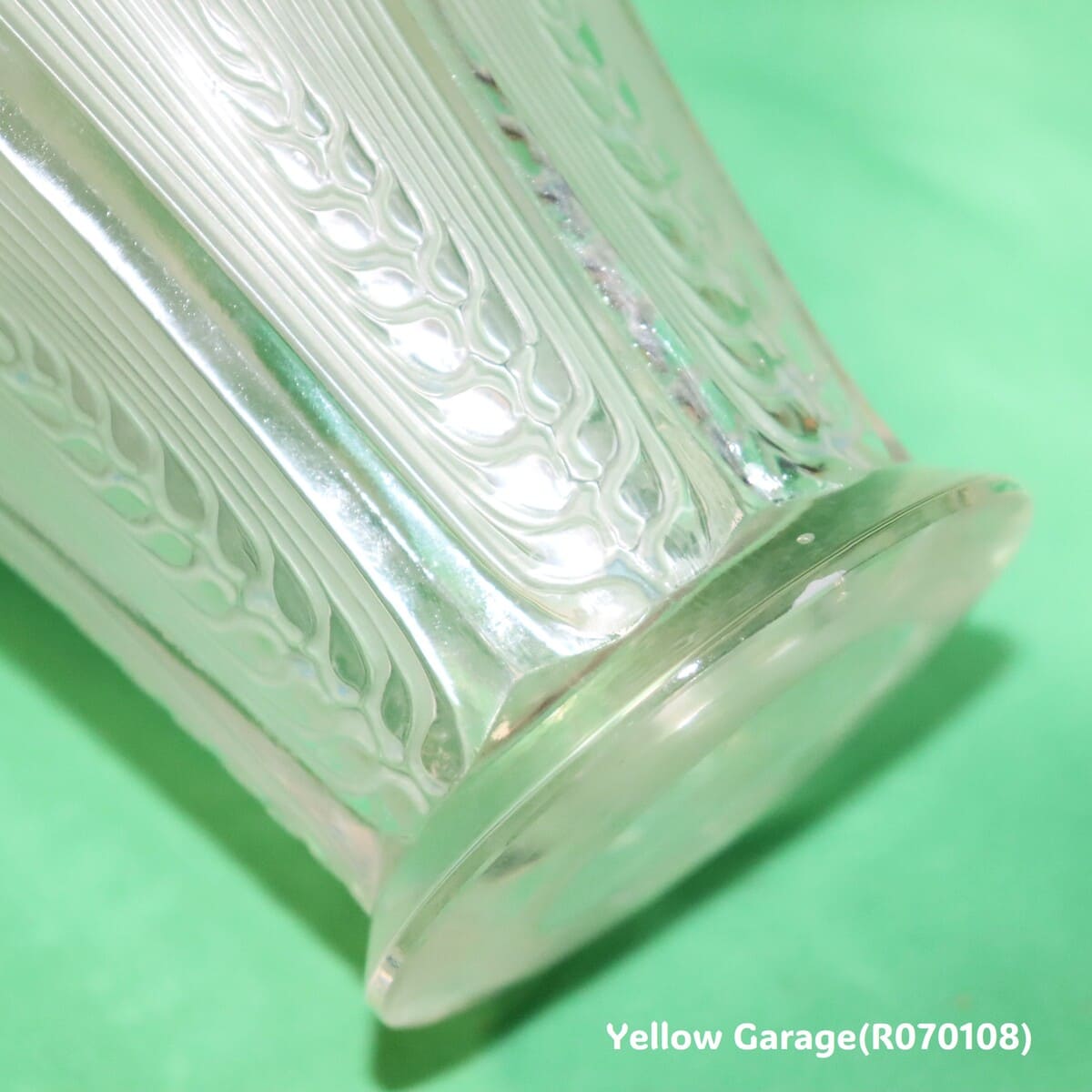 【R. Lalique】ヴィンテージ フロステッドガラスベース《麦穂文様》フランス製