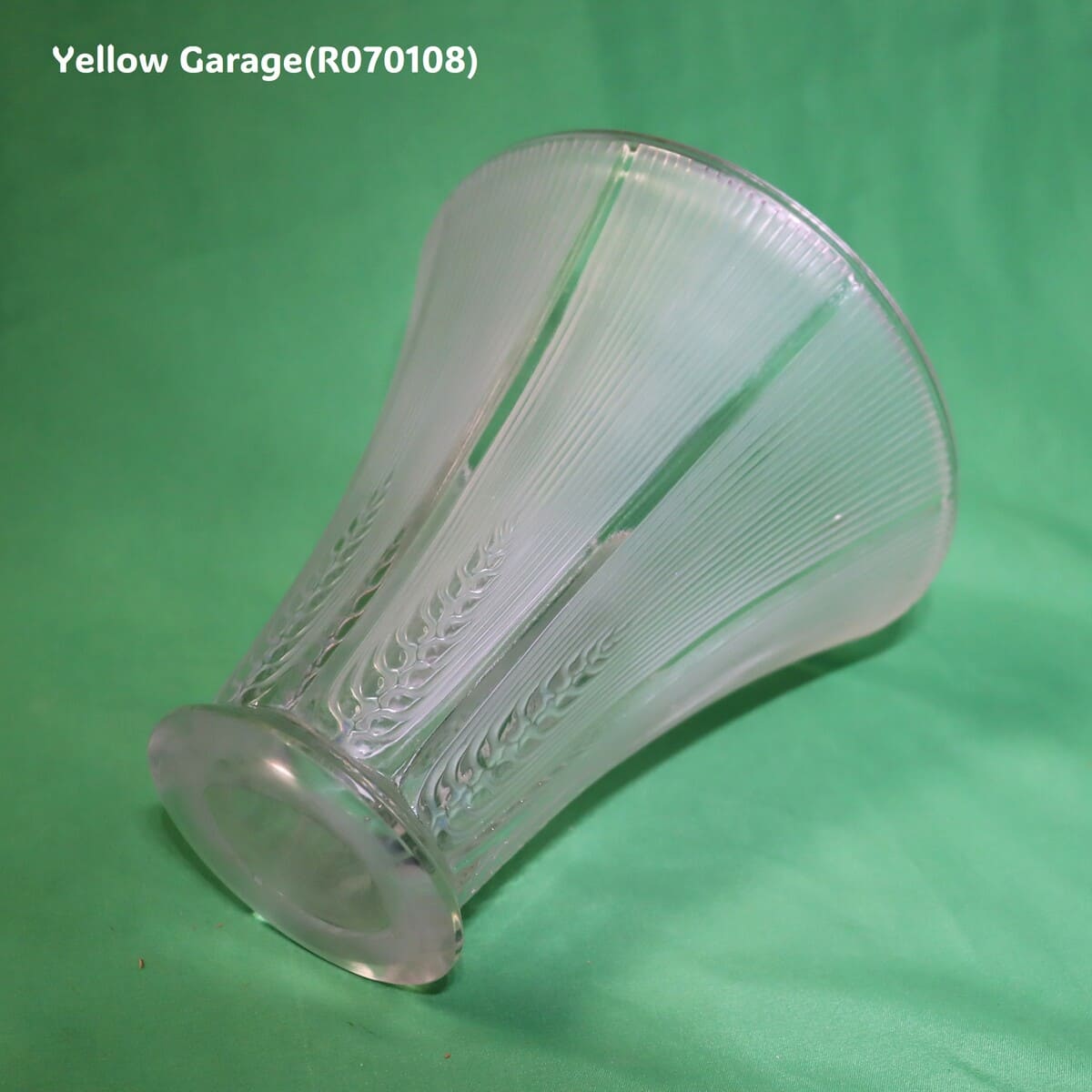 【R. Lalique】ヴィンテージ フロステッドガラスベース《麦穂文様》フランス製