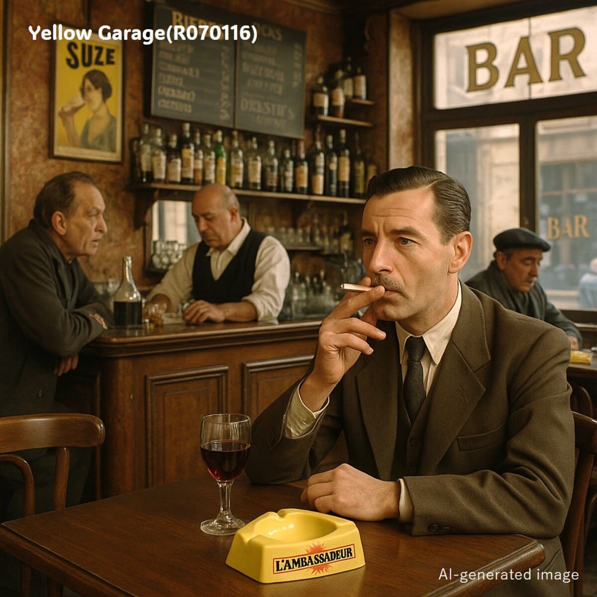 鮮やかなレモンイエローが印象的なフランスのタバコブランド「L’AMBASSADEUR」のプロモーション用アンティーク灰皿