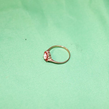 イギリス製ヴィンテージリング オーストラリア産オパール＆ルビー（K9ゴールド・1970年代・Birmingham刻印） 専用ケース付き