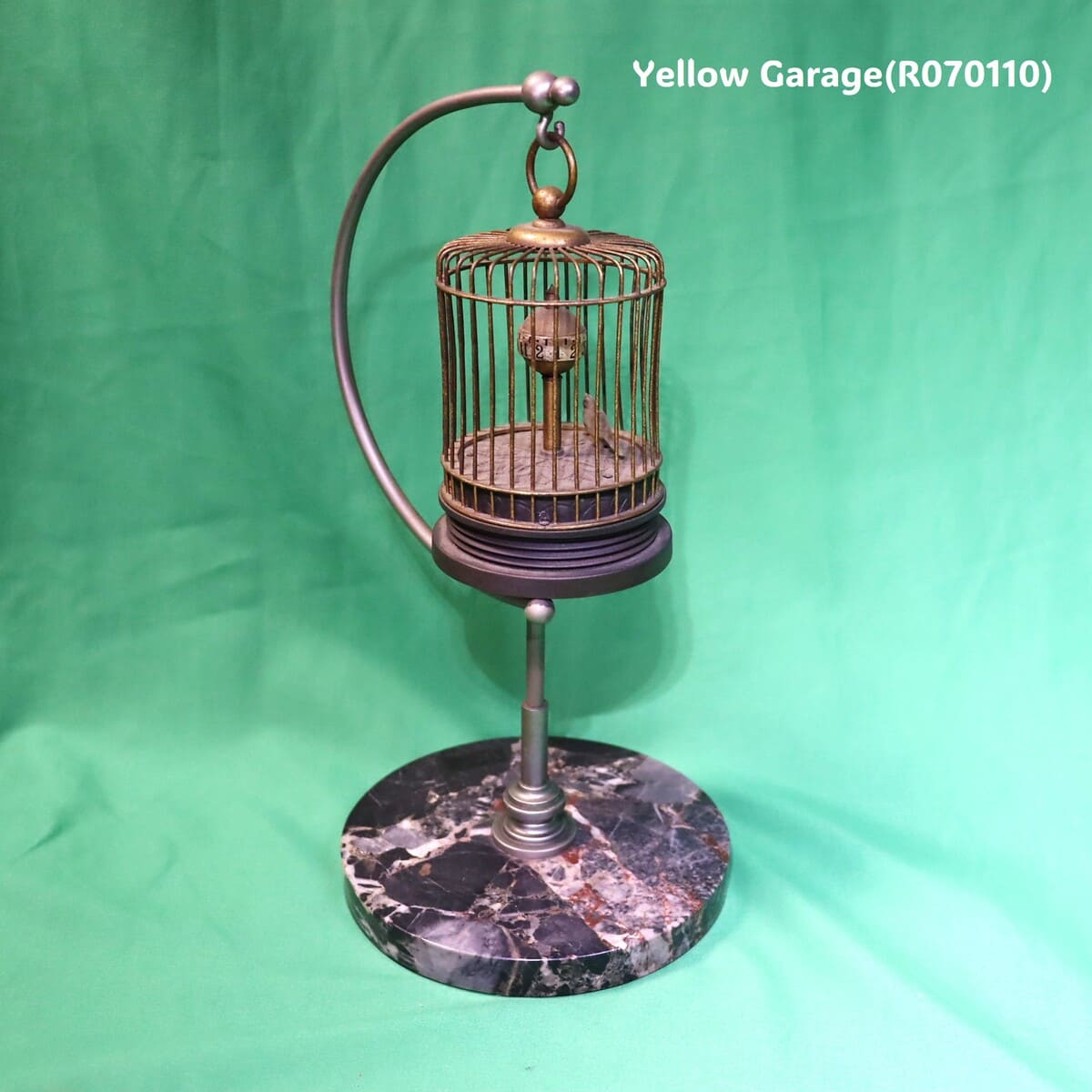 ヴィンテージ 鳥かご型ロータリークロック（マーブルベース）