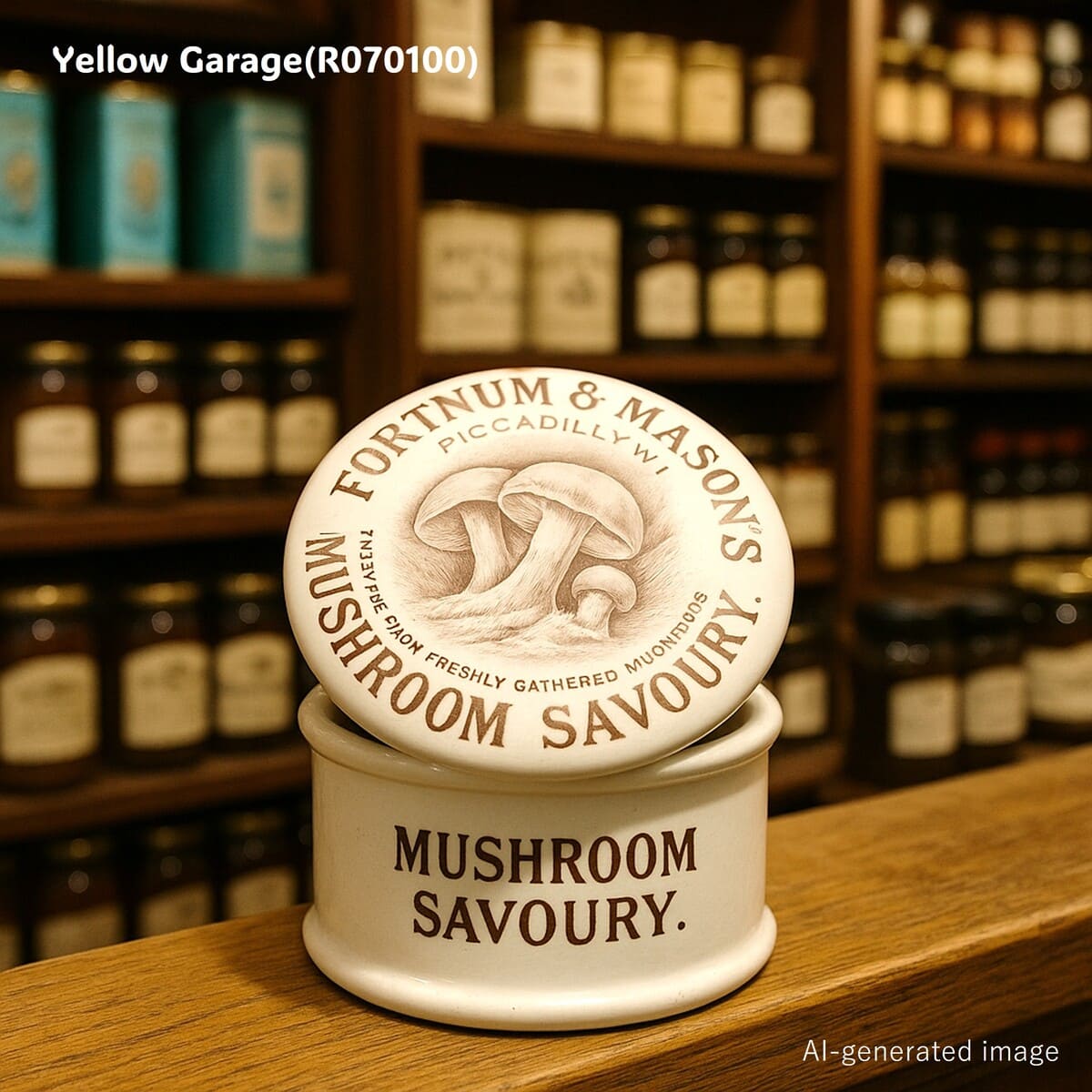 ロンドンのピカデリーに本店を構える高級老舗「Fortnum &amp; Mason（フォートナム＆メイソン）」が販売していた「Mushroom Savoury（マッシュルーム・セイヴォリー）」用の陶器製容器