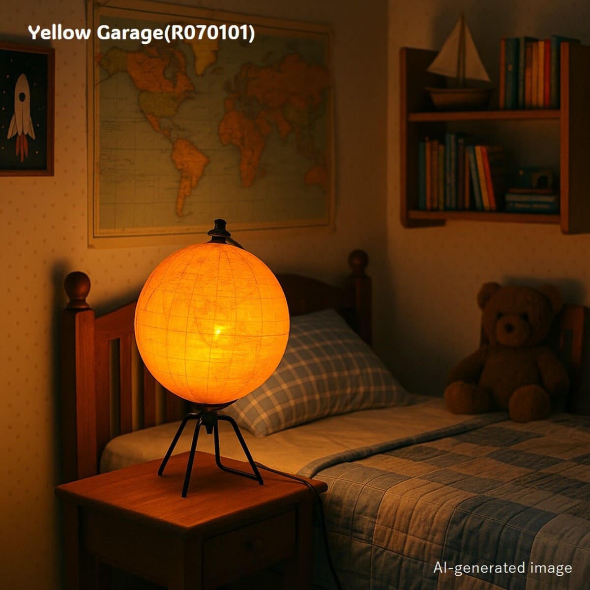 フランス・パリの「GLOBE TERRESTRE PERRINA」より製造された電球内蔵の照明付きヴィンテージ地球儀