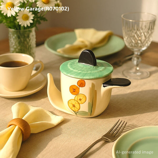 1930年代〜40年代のイギリスで製造された「Myott Son &amp; Co.」の手描き陶器コンディメントポット