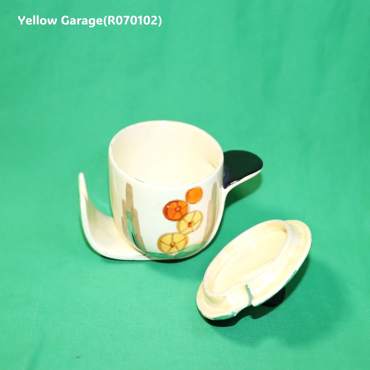 【Myott社製】アールデコ・ハンドペイント コンディメントポット（スプーン差込口付き）