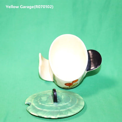 【Myott社製】アールデコ・ハンドペイント コンディメントポット（スプーン差込口付き）