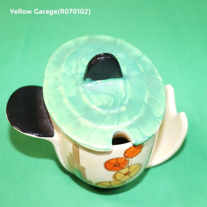 【Myott社製】アールデコ・ハンドペイント コンディメントポット（スプーン差込口付き）