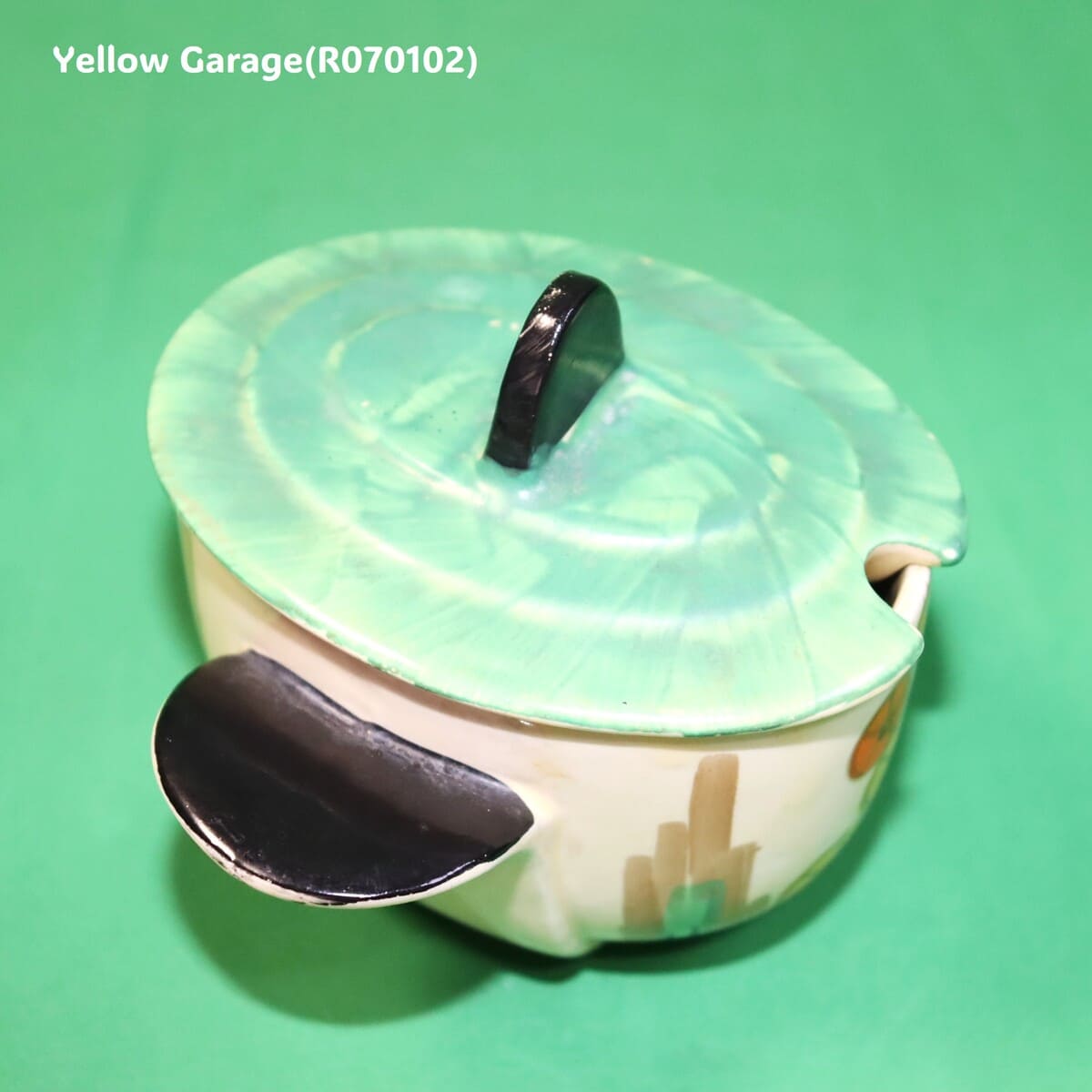 【Myott社製】アールデコ・ハンドペイント コンディメントポット（スプーン差込口付き）