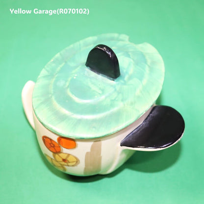 【Myott社製】アールデコ・ハンドペイント コンディメントポット（スプーン差込口付き）