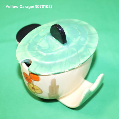 【Myott社製】アールデコ・ハンドペイント コンディメントポット（スプーン差込口付き）