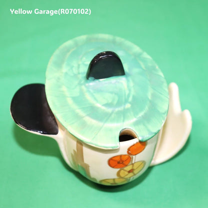 【Myott社製】アールデコ・ハンドペイント コンディメントポット（スプーン差込口付き）