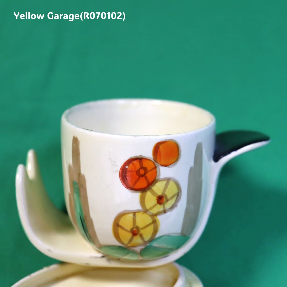 【Myott社製】アールデコ・ハンドペイント コンディメントポット（スプーン差込口付き）