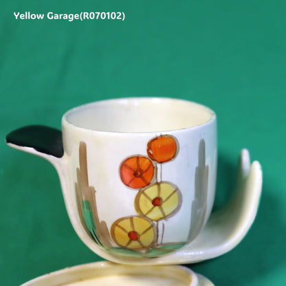 【Myott社製】アールデコ・ハンドペイント コンディメントポット（スプーン差込口付き）