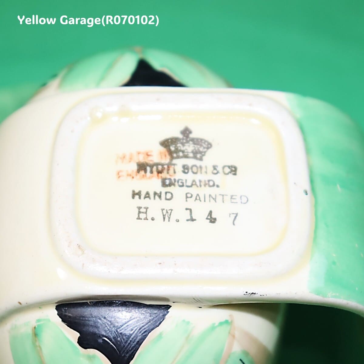 【Myott社製】アールデコ・ハンドペイント コンディメントポット（スプーン差込口付き）