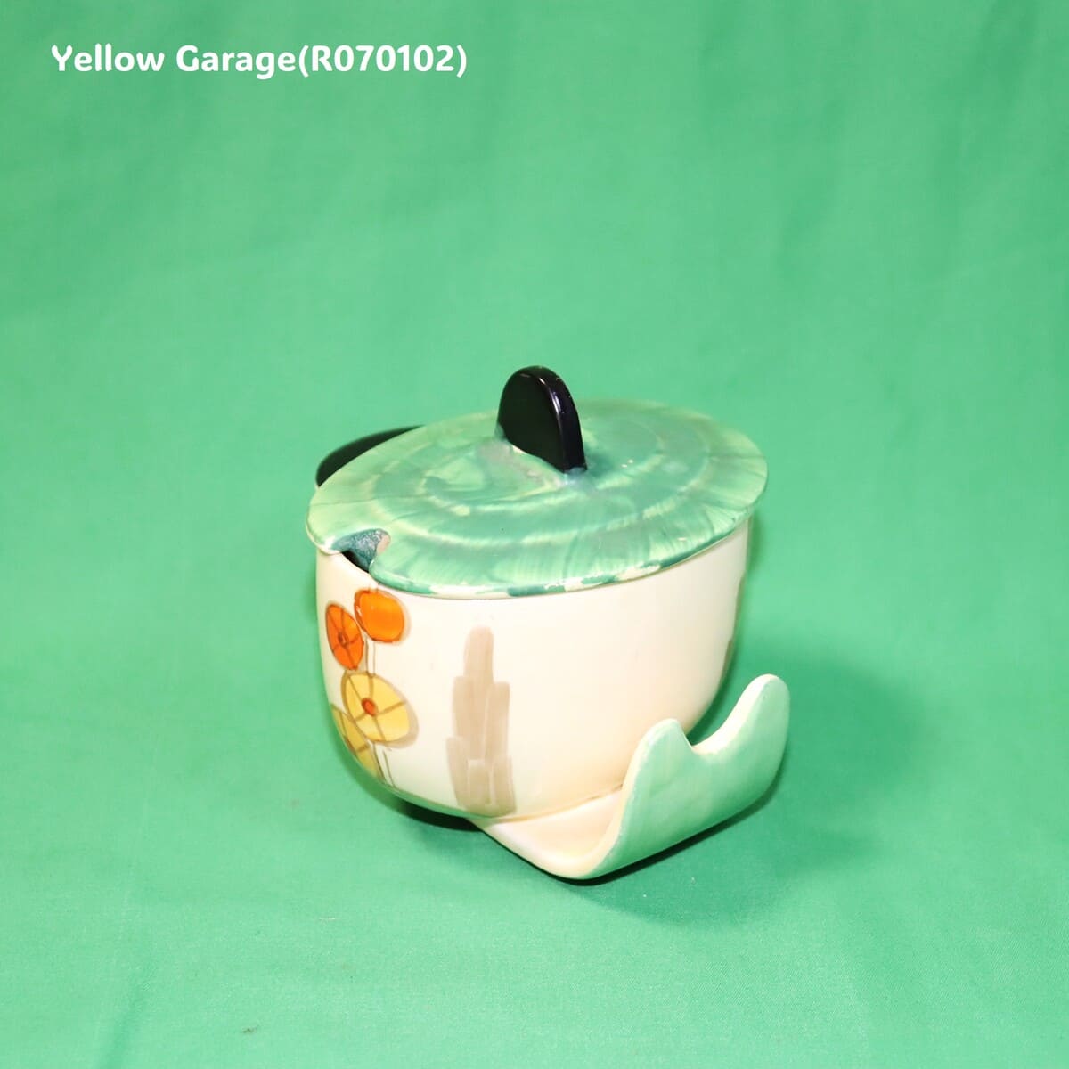 【Myott社製】アールデコ・ハンドペイント コンディメントポット（スプーン差込口付き）