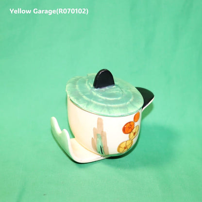 【Myott社製】アールデコ・ハンドペイント コンディメントポット（スプーン差込口付き）