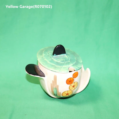 【Myott社製】アールデコ・ハンドペイント コンディメントポット（スプーン差込口付き）