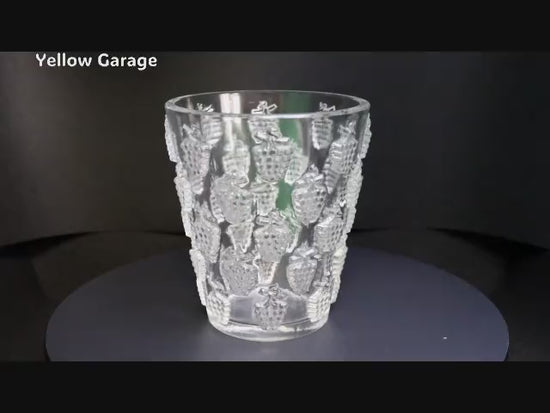 【ヴィンテージ】葡萄レリーフ ガラスタンブラー 高さ約14cm アンティークグラスアップ動画