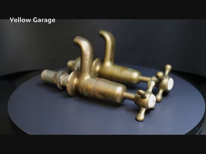 アンティーク真鍮製蛇口セット（HOTラベル付き・2本組）｜イギリス製推定　動画